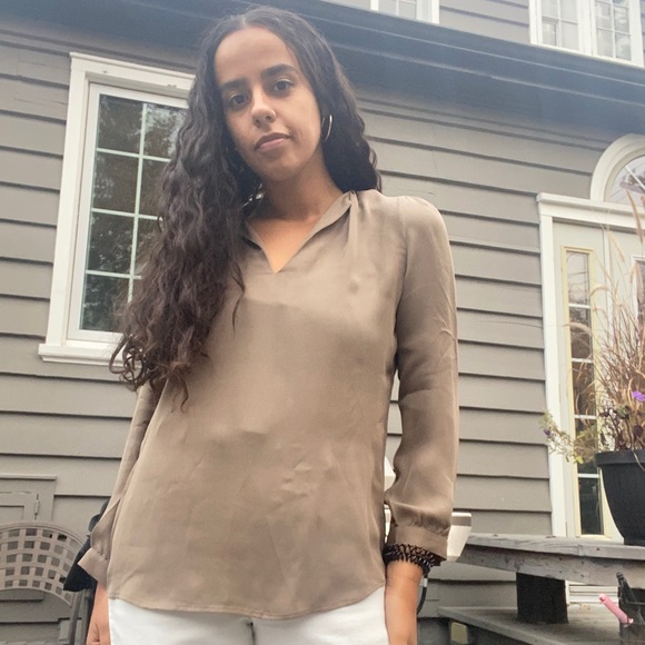 Joie - Taupe Silk Blouse - Picture 2 of 5